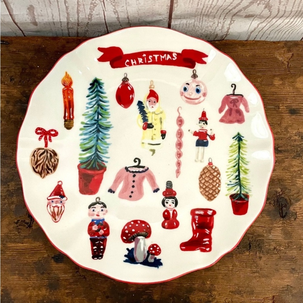 Anthropologie Nathalie Lete Rare Parisian Holiday Christmas Dessert Plate